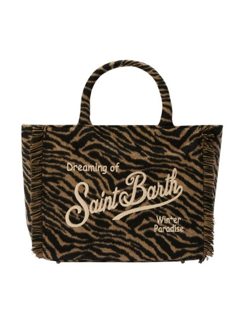 Borsa donna Colette Felt in misto lana zebrata marrone e nero MC2 Saint Barth | COLETTE FELT-ZEBRA18 EMB